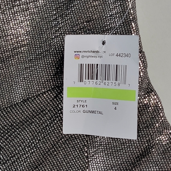 NIGHTWAY Womens Gray Stretch Slitted Zippered Cross-front Spaghetti Strap Size 4 - Picture 8 of 15